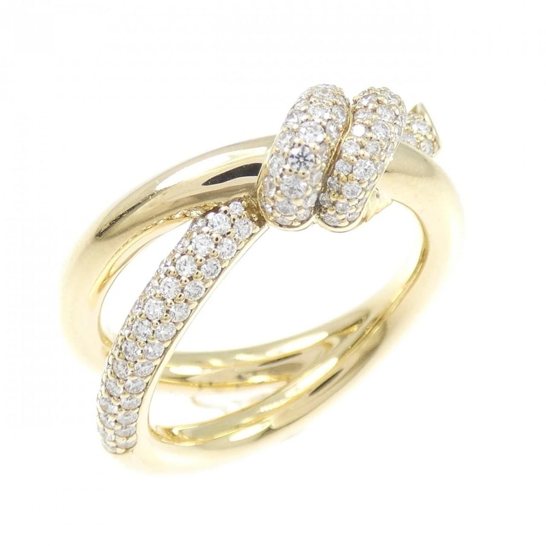 TIFFANY&CO. KNOT DOUBLE ROW RING: TIFFANY&Co. Knot Double Row Ring Brand: TIFFANY&Co. Type: Ring Material: 750 yellow gold, Color: Gold Size: US 5 Accessories: None Accessories Notice: When purchasing pre-owned goods, please refer to