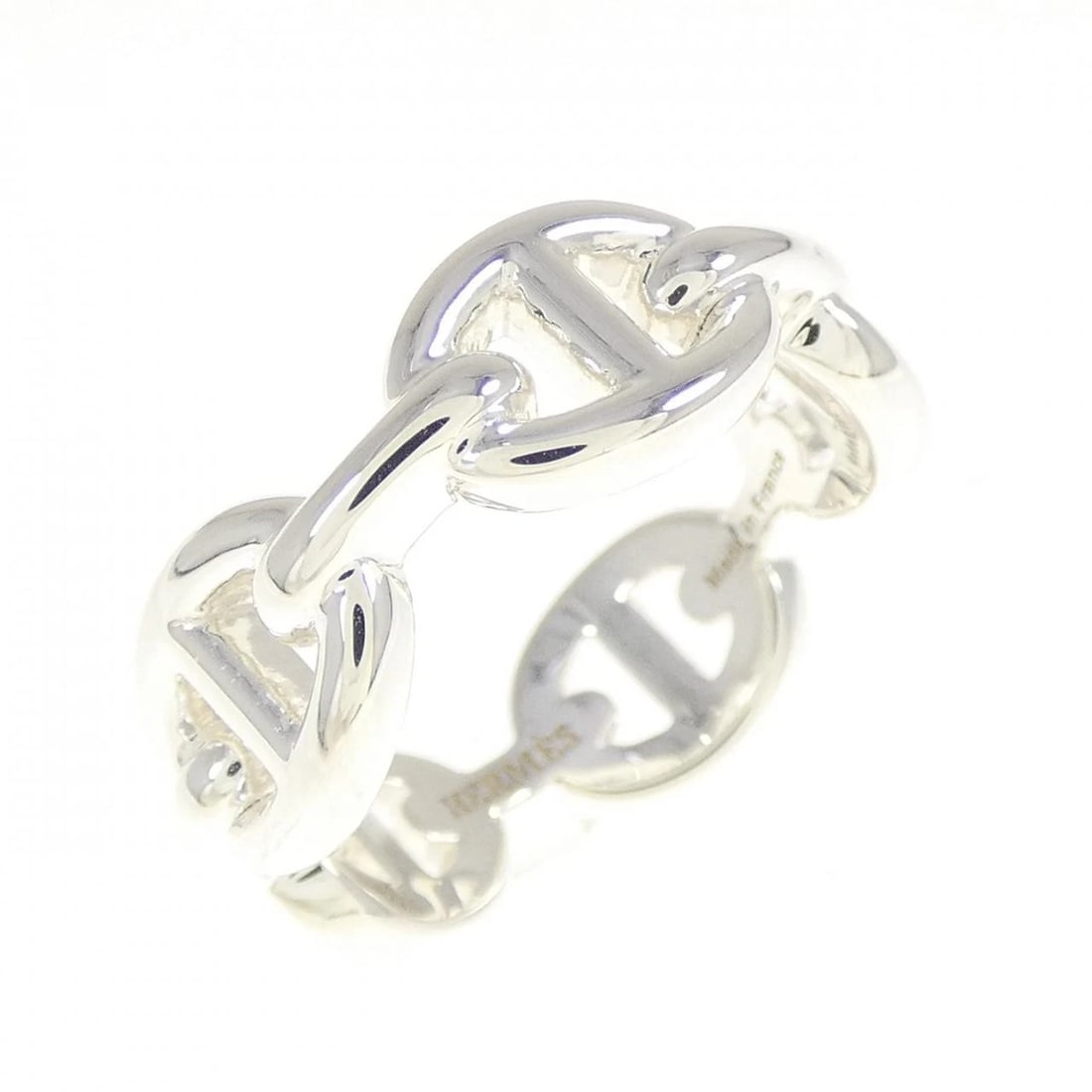 HERMES CHAINE D'ANCRE ENCHAINE RING: Hermes Chaine d'Ancre Enchaine Ring Brand: HERMES Type: Ring Material: 925Silver, Color: Silver Size: US 5 1/4 Accessories: None Accessories Notice: When purchasing pre-owned goods, please
