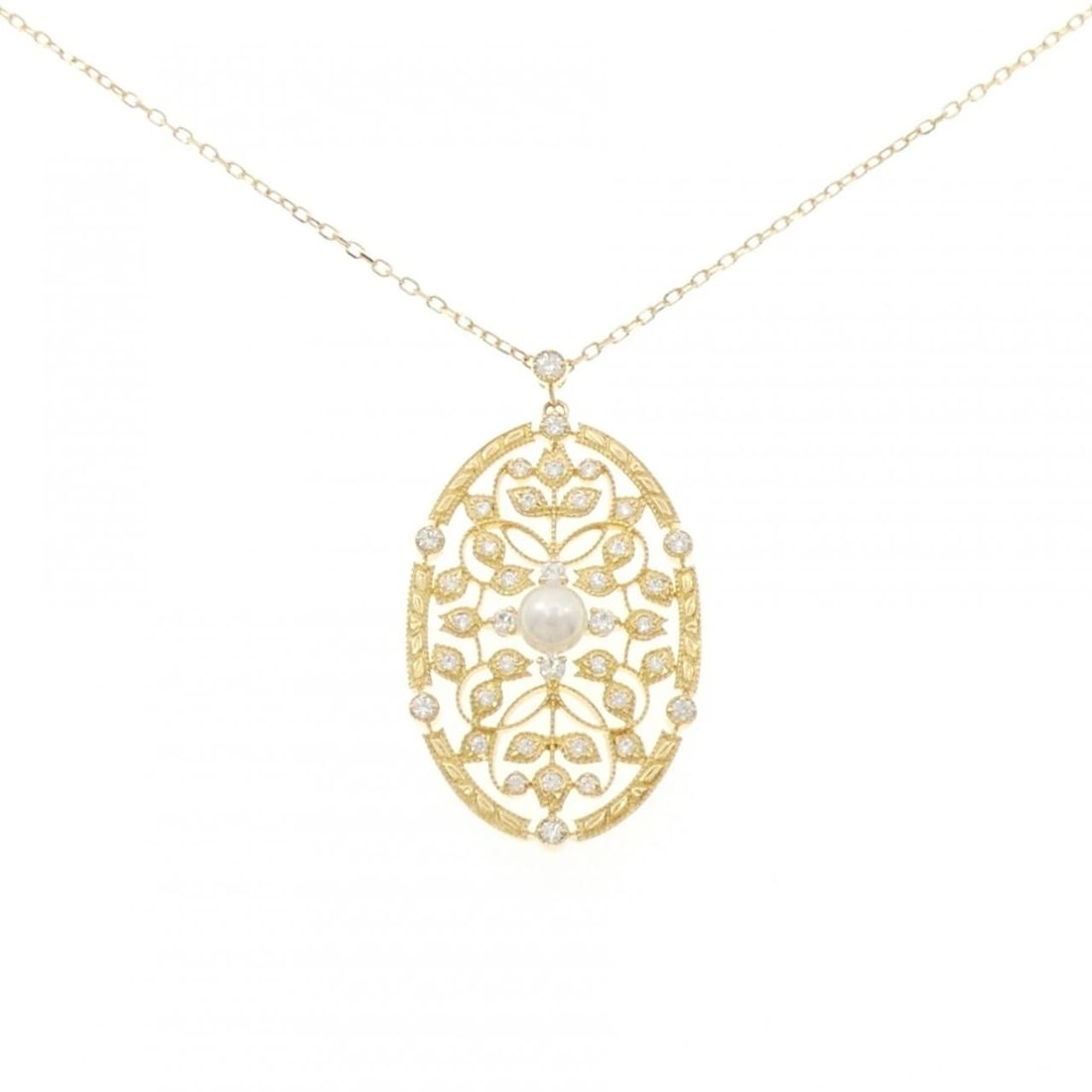 MIKIMOTO AKOYA PEARL NECKLACE: Mikimoto Akoya Pearl Necklace Brand: MIKIMOTO Type: Necklace Material: K18 yellow gold, Main Stone/Creation Akoya Pearl Color: Gold Size: 60cm Pendant length approx. x width approx.: 37.9mmx21.6mm Cha