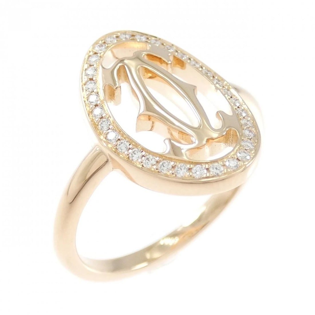 CARTIER LOGO RING: Cartier logo ring Brand: CARTIER Type: ring Material: 750 Pink Gold, Main Stone/Creation Natural Color: Pink Gold Size: US 5 1/2 Accessories: None Accessories Notice: When purchasing pre-owned goods,