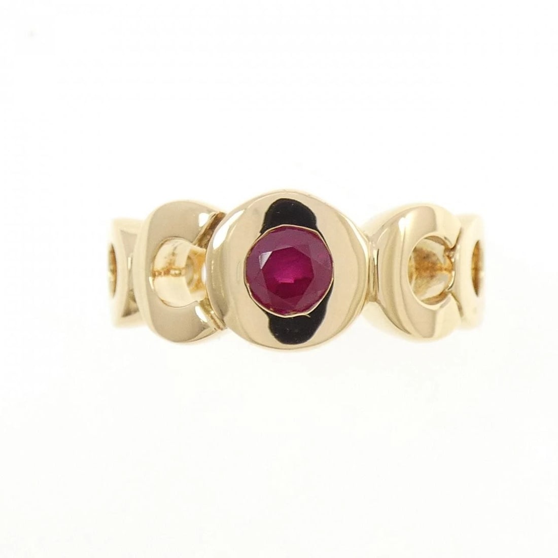 CHANEL COCO BAND RING: Chanel Coco Band Ring Brand: CHANEL Type: Ring Material: 750 yellow gold, Main Stone/Creation Ruby Color: yellow gold Size: US 5 1/4 Accessories: None Accessories Notice: When purchasing p