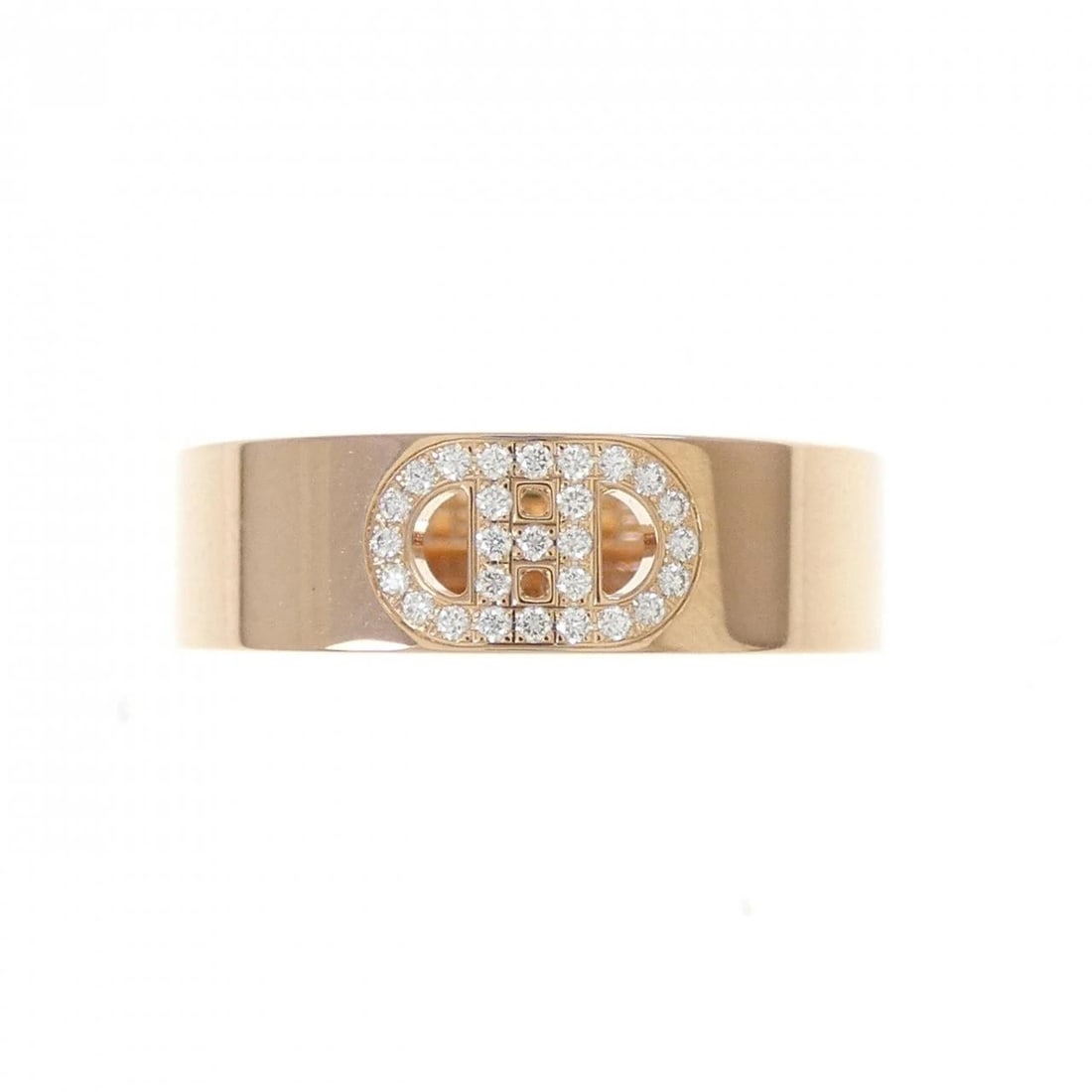 HERMES H DUNKLE RING: Hermes H Dunkle Ring Brand: HERMES Type: Ring Material: 750 Pink Gold, Main Stone/Creation Natural Color: Pink Gold Size: US 8.5 Accessories: None Accessories Notice: When purchasing pre-owned goods,