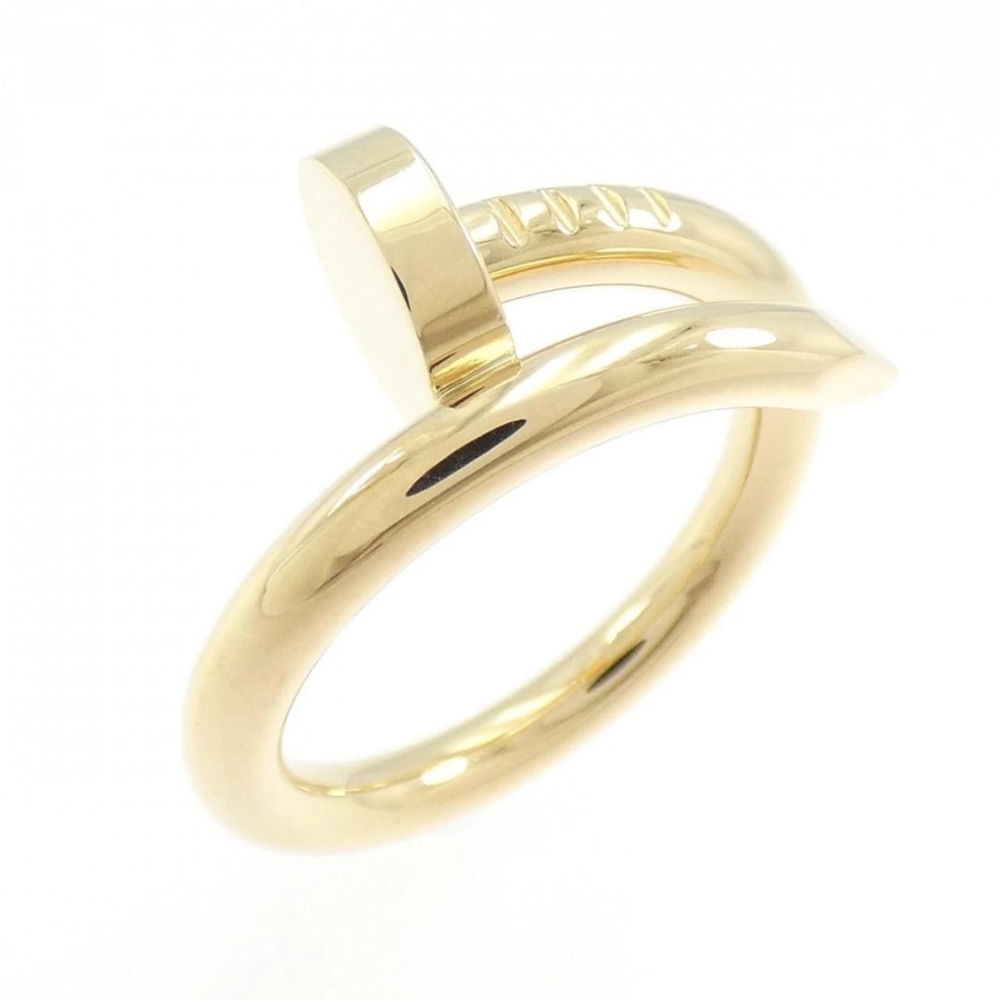 CARTIER JUSTE UN CLOU RING: Cartier J US te un Clou Ring Brand: CARTIER Type: Ring Material: 750 yellow gold, Color: Yellow Gold Size: US 5 1/4 Accessories: None Accessories Notice: When purchasing pre-owned goods, please refer