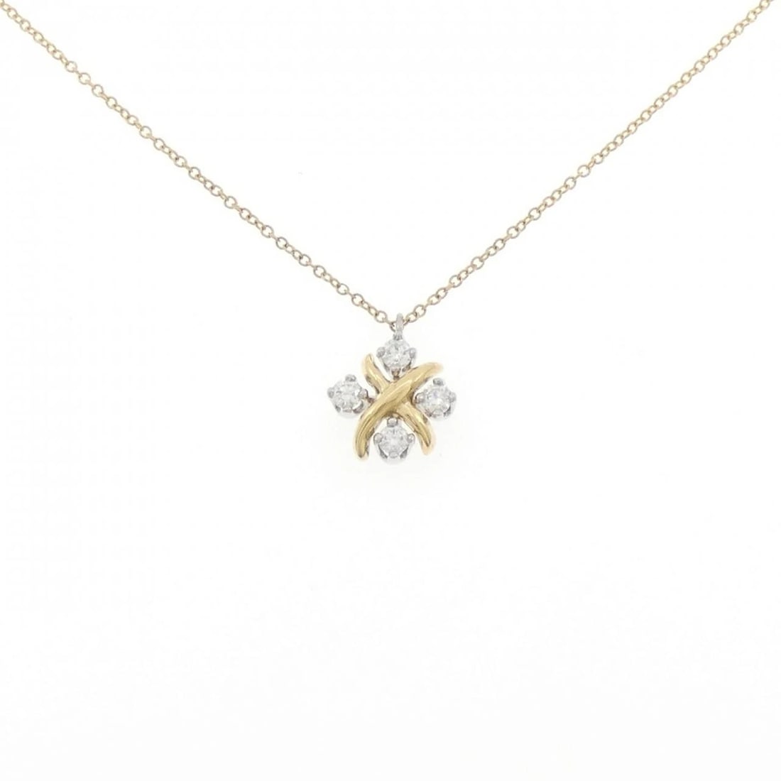 TIFFANY&CO. RING NECKLACE: TIFFANY&Co. Ring Necklace Brand: TIFFANY&Co. Type: Necklace Material: 750 Yellow Gold/Platinum 950, Main Stone/Creation Natural Color: yellow gold Size: 40cm Actual Size Pendant length approx. x