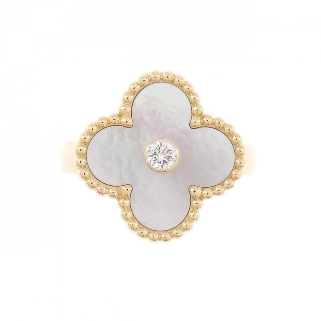 VAN CLEEF & ARPELS ALHAMBRA RING: Van Cleef & Arpels Alhambra Ring Brand: Van Cleef & Arpels Type: Ring Material: 750 yellow gold, Main Stone/Creation Mother Of Pearl Secondary Stone Natural Color: yellow gold Size: US 5 1/4 Acces