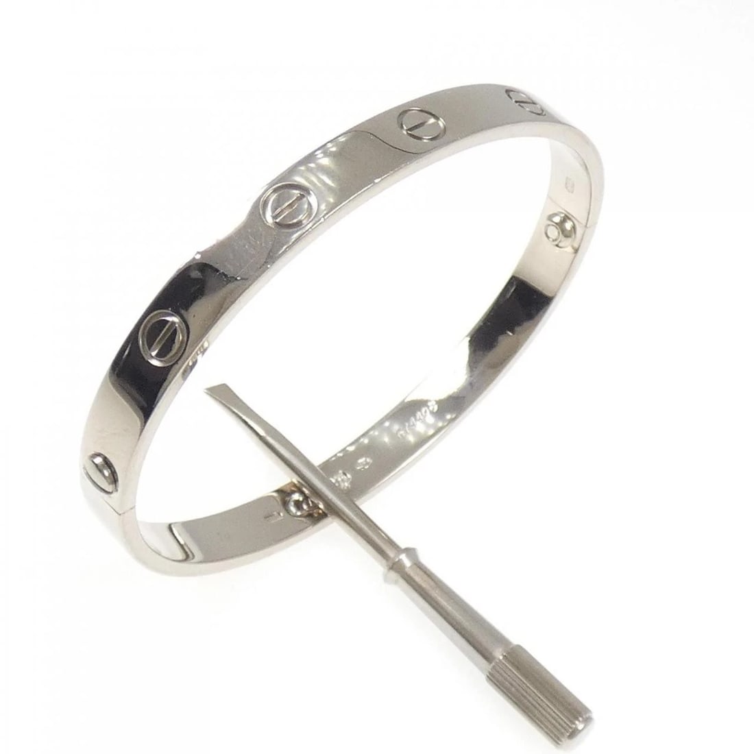 CARTIER LOVE BRACELET: Cartier Love Bracelet Brand: CARTIER Type: Bracelets Material: 750 white gold, Color: None Size: 17cm(18) Actual Size Max width approx.: 6.3mm Accessories: None Accessories Notice: When pu