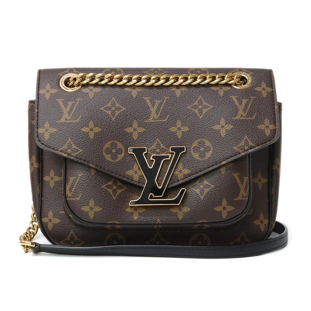 LOUIS VUITTON PASSY SHOULDER BAG MONOGRAM BLACK: LOUIS VUITTON Passy Shoulder Bag Monogram Black Brand: LOUIS VUITTON Type: Handbag Material: Monogram / Leather Color: Brown X Black Size: W: 23cm x H: 17cm x D: 7cm Accessories: None Acce
