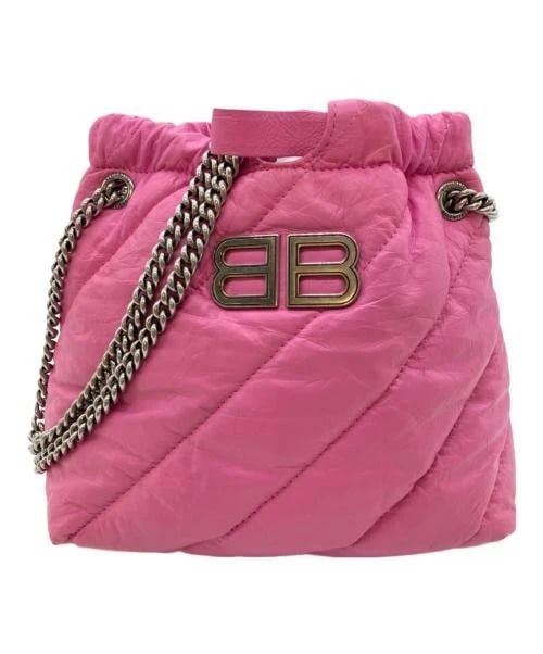 BALENCIAGA CRUSH XS: BALENCIAGA Crush XS Brand: BALENCIAGA Type: Handbag Material: Leather Color: Pink Size: H:19.0cm / W:20.5cm / D:7.0cm Accessories: None Accessories Notice: When purchasing pre-owned goods,
