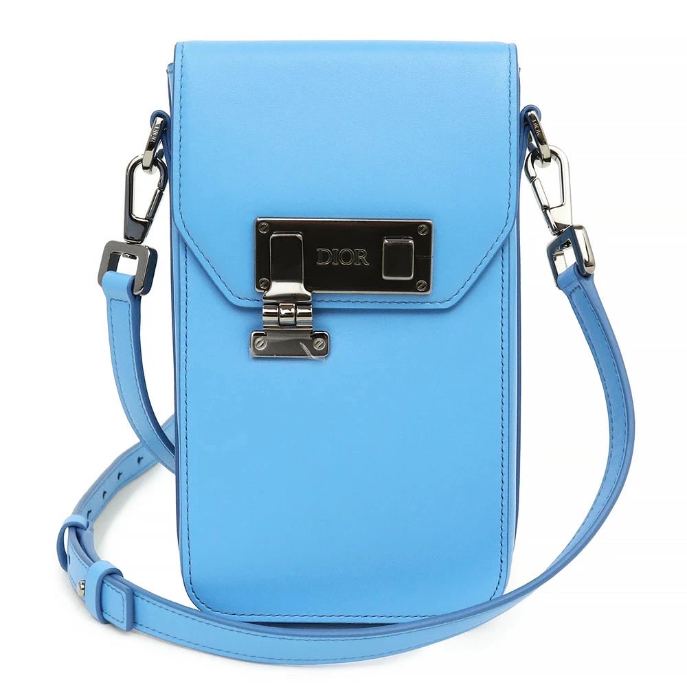 DIOR VERTICAL POUCH SHOULDER BAG BLUE: Dior Vertical Pouch Shoulder Bag Blue Brand: Dior Type: Handbag Material: Smooth Calf Leather Color: Blue Size: W: 10.5cm x H: 18.5cm x D: 4.5cm Accessories: None Accessories Notice: When