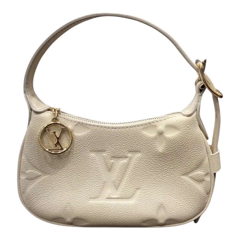 LOUIS VUITTON MINI MOON WHITE MONOGRAM EMPREINTE LEATHER: Louis Vuitton Mini Moon White Monogram Empreinte Leather Brand: LOUIS VUITTON Type: Handbag Material: Monogram Empreinte Leather Color: white Size: W: 21cm / H: 12cm / D: 5cm Accessories: None