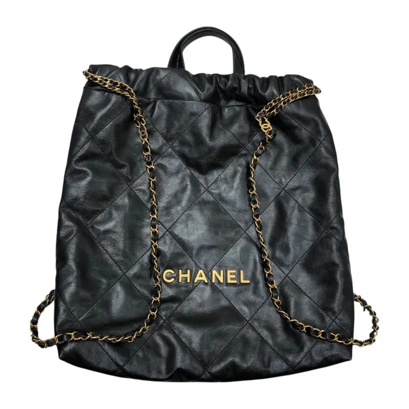 CHANEL 22 BACKPACK: CHANEL 22 Backpack Brand: CHANEL Type: Handbag Material: Calf Leather Color: Black x GD Hardware Size: W: 34cm / H: 39cm / D: 7cm Accessories: None Accessories Notice: When purchasing pre-