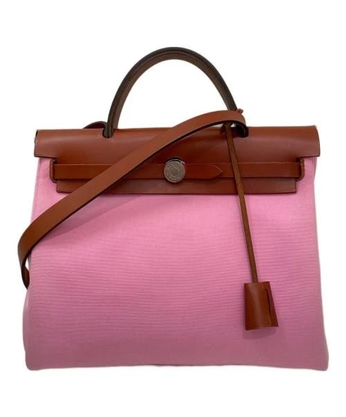 HERMES HERBAG: HERMES Herbag Brand: HERMES Type: Handbag Material: Toile H/Leather Color: Pink Size: H:25cm / W:31cm / D:10cm[ Handle size ] 8cm Accessories: None Accessories Notice: When purchasing pre-