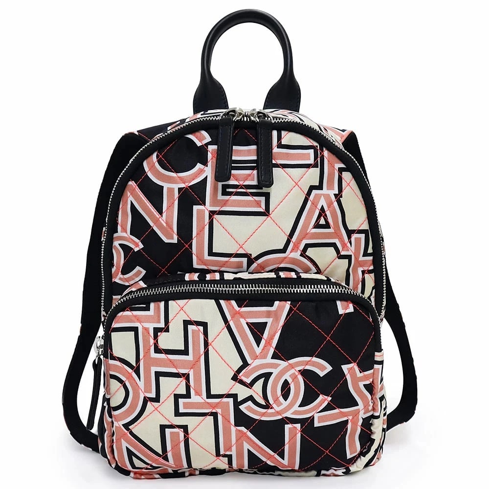 CHANEL COCO MARK LOGO MATELASSÉ NEON BACKPACK BLACK IVORY (1 of 5)