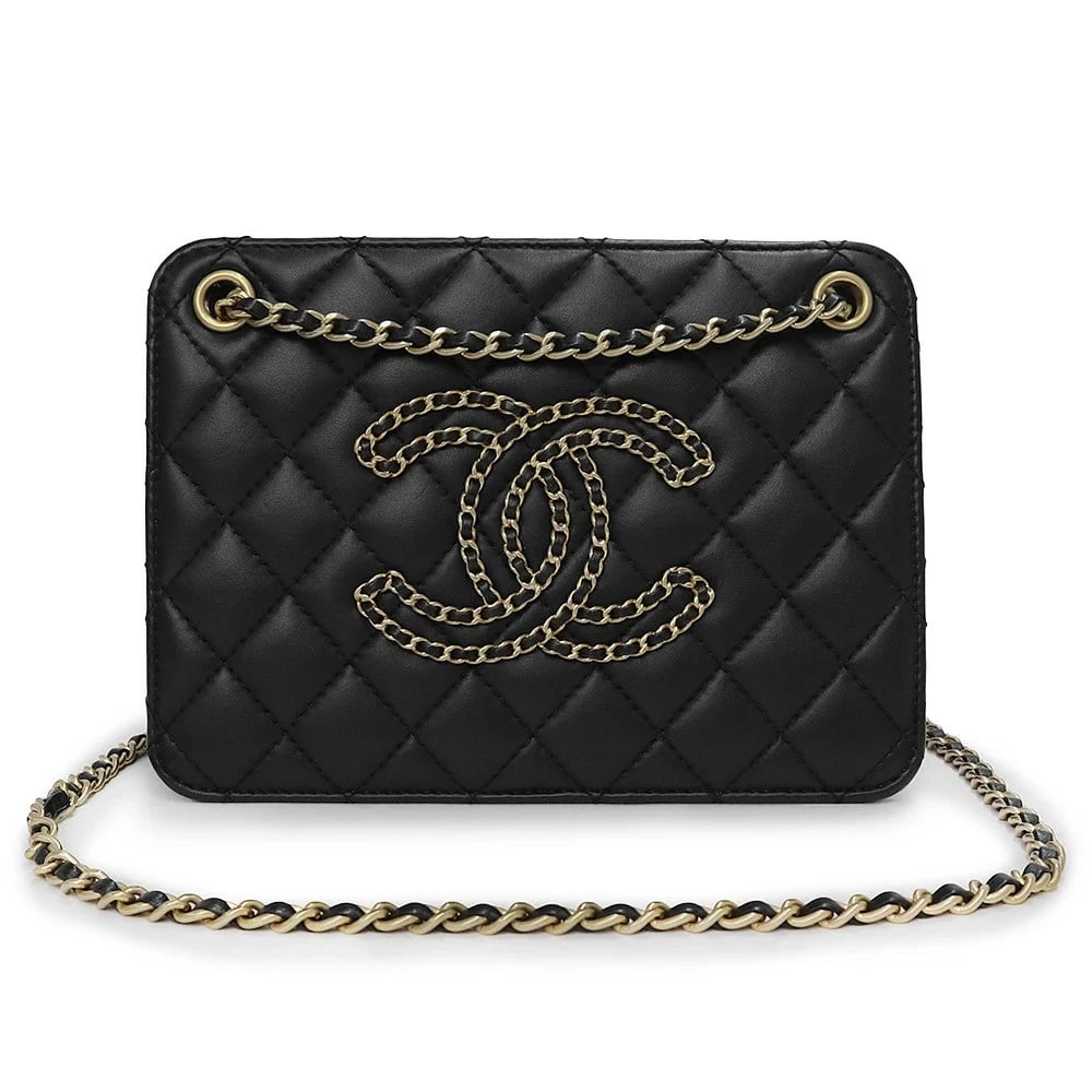 CHANEL SMALL ACCORDION COCO MARK MATELASSÉ BLACK: CHANEL Small Accordion Coco Mark Matelassé Black Brand: CHANEL Type: Handbag Material: Calfskin (Cowhide) Color: Black Size: W:20cm x H:15cm x D:8cm Accessories: None Accessories Notice: When