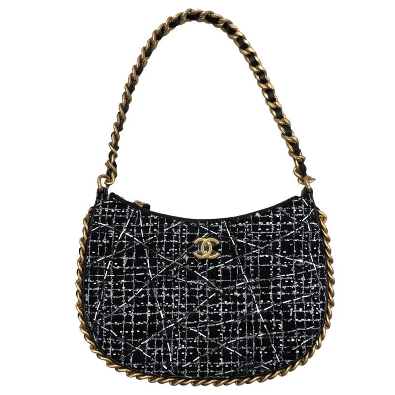 CHANEL SMALL HOBO BAG: CHANEL Small Hobo Bag Brand: CHANEL Type: Handbag Material: Tweed Color: None Size: W: 23.5cm / H: 15cm / D: 2cm Accessories: None Accessories Notice: When purchasing pre-owned goods, plea