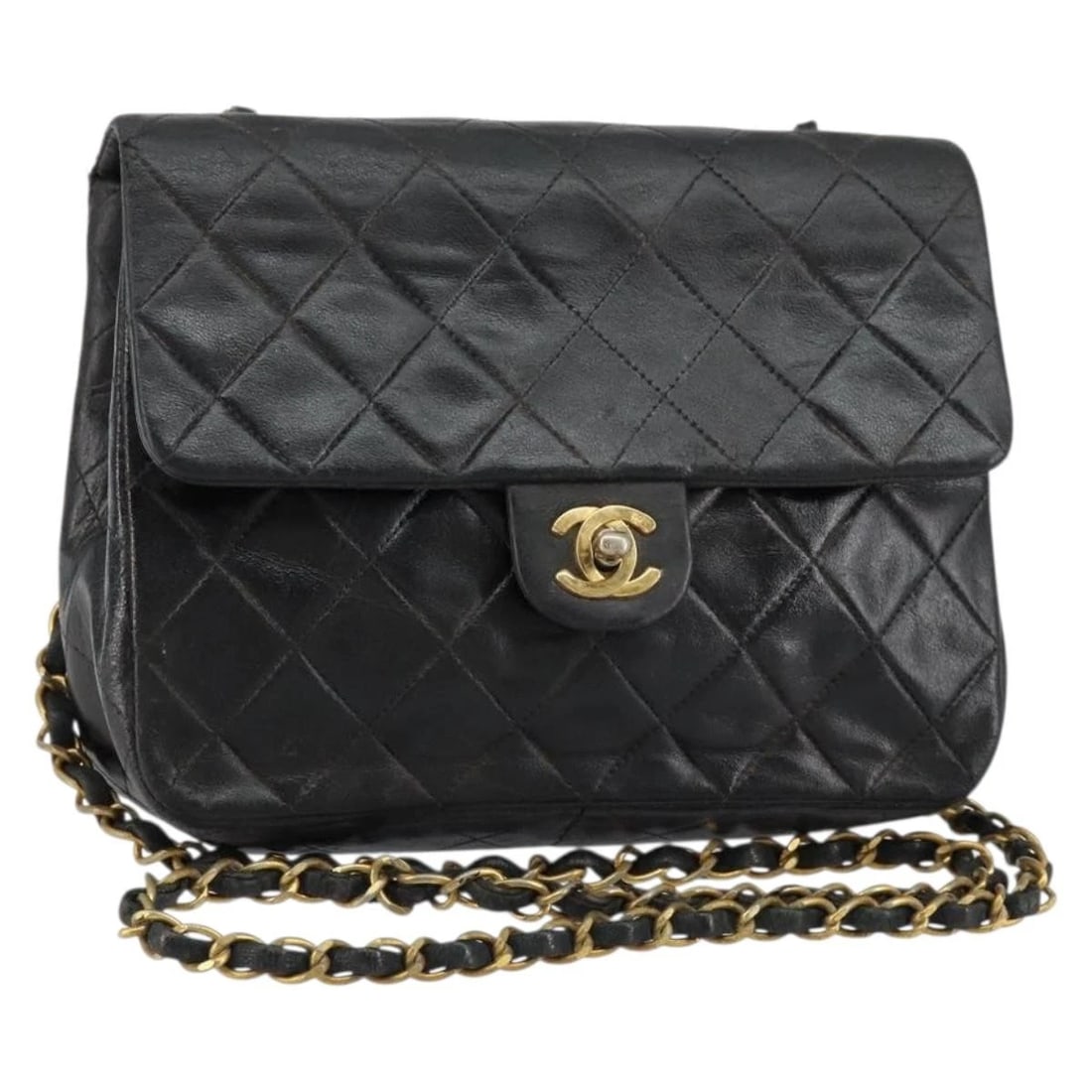 CHANEL MINI MATELASSE CHAIN SHOULDER BAG: CHANEL Mini Matelasse Chain Shoulder Bag Brand: CHANEL Type: Shoulder Bag Material: Leather Color: Black/Gold Size: W7.9 x H5.5 x D2.4inch(Approx) Accessories: None Accessories Notice: Whe