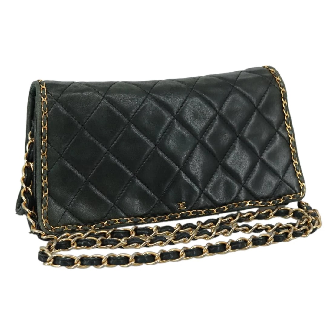 CHANEL CHAIN SHOULDER BAG LEATHER BLACK: CHANEL Chain Shoulder Bag Leather Black Brand: CHANEL Type: Shoulder Bag Material: Leather Color: Black Size: W8.7 x H4.3 x D2.0inch(Approx) Accessories: None Accessories Notice: When purc