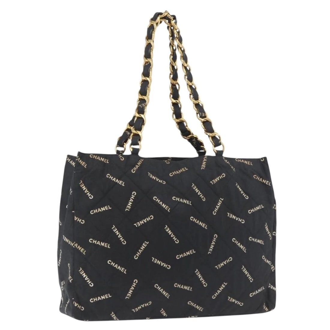 CHANEL TOTE BAG CANVAS BLACK GOLD: CHANEL Tote Bag Canvas Black Gold Brand: CHANEL Type: Tote Bag Material: Canvas Color: Black/Gold Size: W16.1 x H12.2 x D3.9inch(Approx) Accessories: None Accessories Notice: When purchasi
