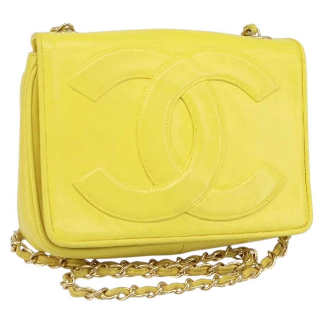 CHANEL CHAIN SHOULDER BAG LAMB SKIN YELLOW GOLD: CHANEL Chain Shoulder Bag Lamb Skin Yellow Gold Brand: CHANEL Type: Shoulder Bag Material: Lamb Skin Color: Yellow/Gold Size: W7.1 x H4.7 x D2.0inch(Approx) Accessories: None Accessories N