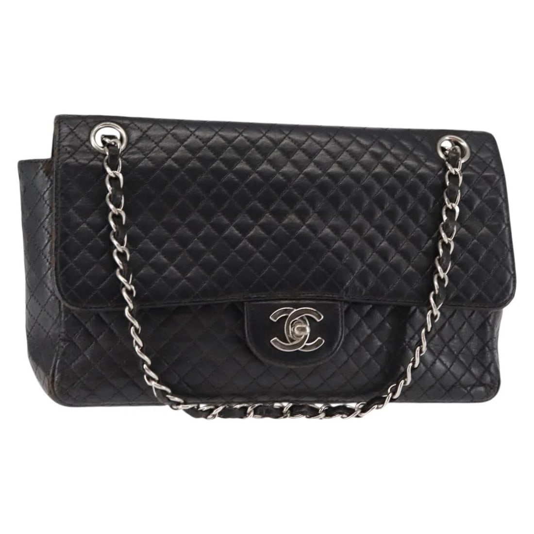 CHANEL MATELASSE 25 CHAIN SHOULDER BAG: CHANEL Matelasse 25 Chain Shoulder Bag Brand: CHANEL Type: Shoulder Bag Material: Lamb Skin Color: Black Size: W9.8 x H6.7 x D2.4inch(Approx) Accessories: None Accessories Notice: When pur