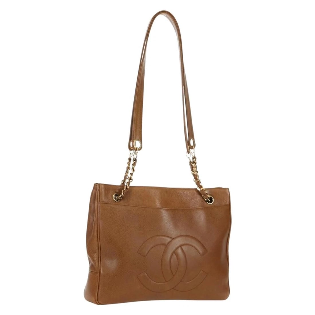 CHANEL TOTE BAG GRAINED CALF SKIN BROWN GOLD (1 of 7)