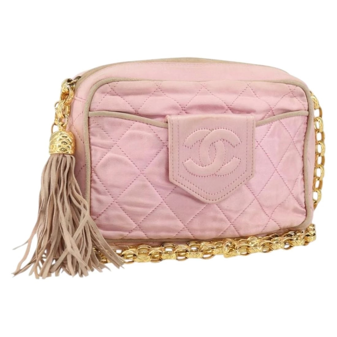 CHANEL CHAIN SHOULDER BAG SATIN PINK GOLD: CHANEL Chain Shoulder Bag Satin Pink Gold Brand: CHANEL Type: Shoulder Bag Material: Satin Color: Pink/Gold Size: W7.1 x H4.7 x D2.8inch(Approx) Accessories: None Accessories Notice: When