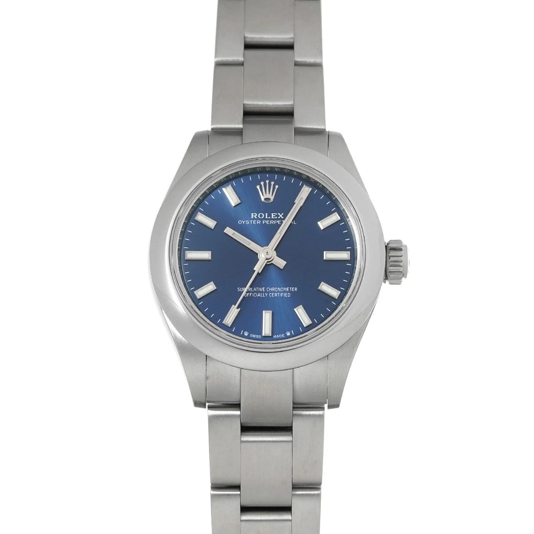 ROLEX OYSTER PERPETUAL BRIGHT BLUE WATCH: ROLEX Oyster Perpetual Bright blue Watch Brand: ROLEX Type: Wristwatch Material: Band Material Stainless steel, Case Material Stainless steel Color: Dial Color Bright blue Size: ??Case? H/about 28mm W