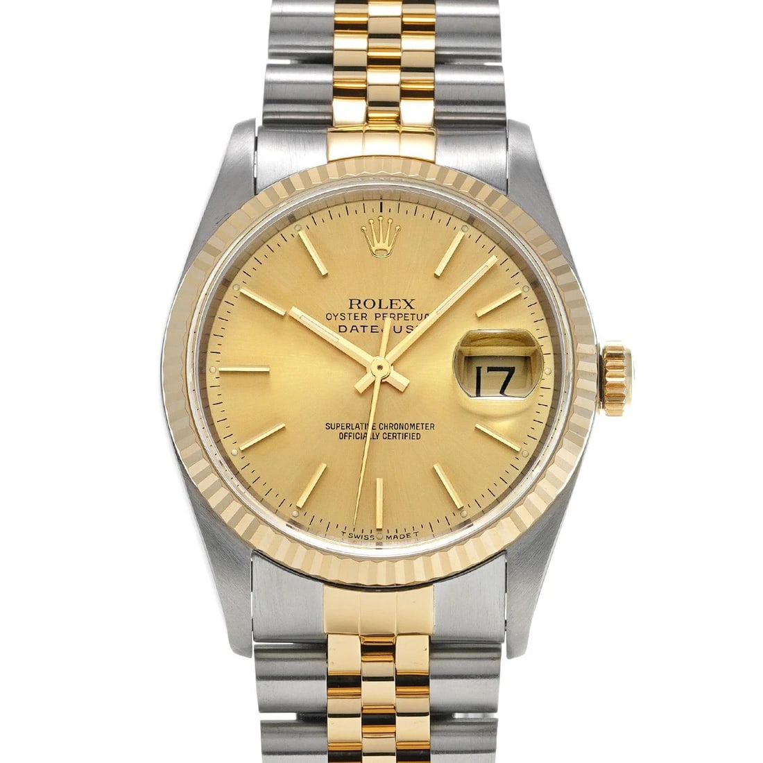 ROLEX DATEJUST CHAMPAGNE WATCH: ROLEX Datejust Champagne Watch Brand: ROLEX Type: Wristwatch Material: Band Material Stainless steel/Yellow Gold, Case Material Stainless steel Color: Dial Color Champagne Size: ??Case? H/about 36mm W