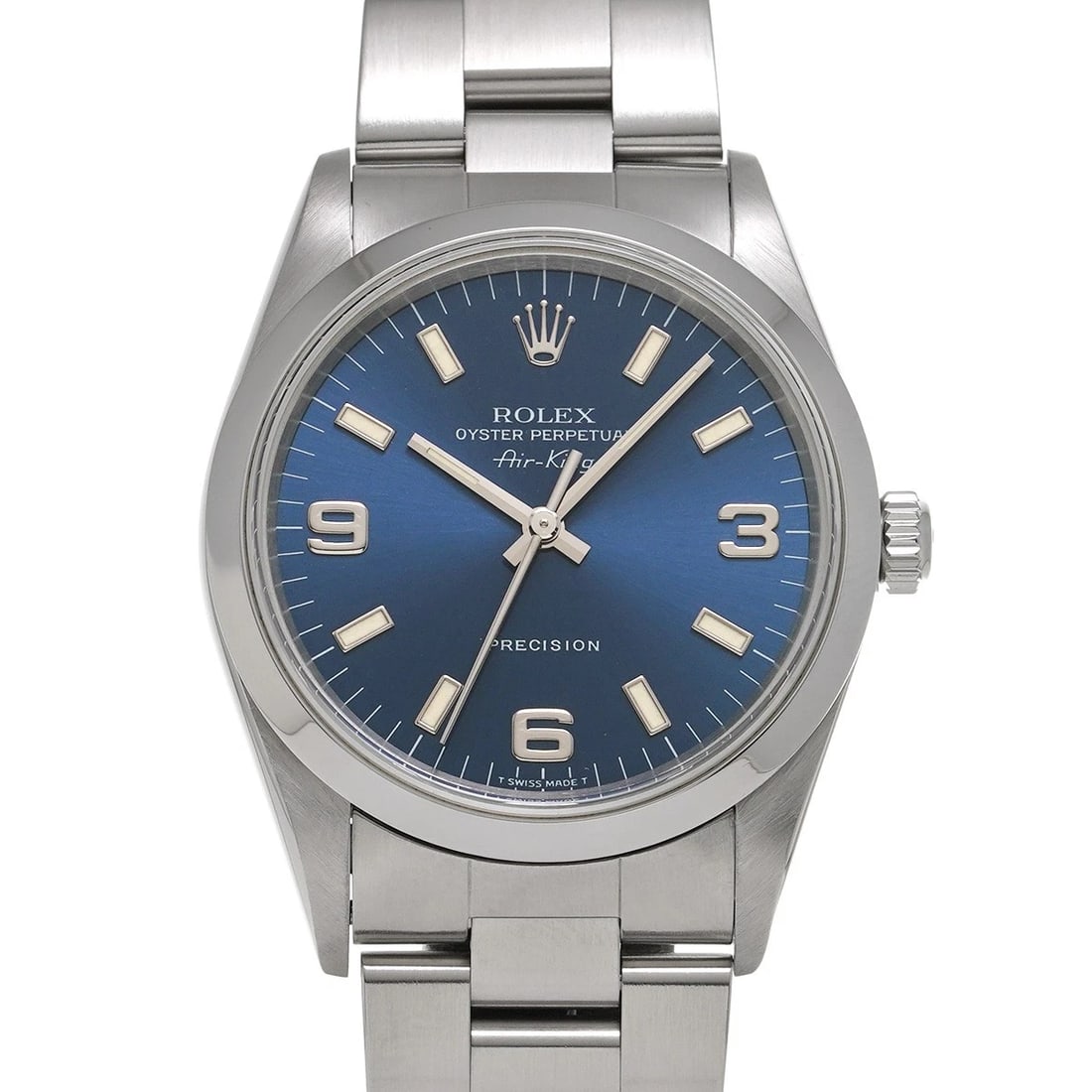 ROLEX AIR KING BLUE WATCH: ROLEX Air King blue Watch Brand: ROLEX Type: Wristwatch Material: Band Material Stainless steel, Case Material Stainless steel Color: Dial Color blue Size: ??Case? H/about 34mm W/about 34mm D/about 11