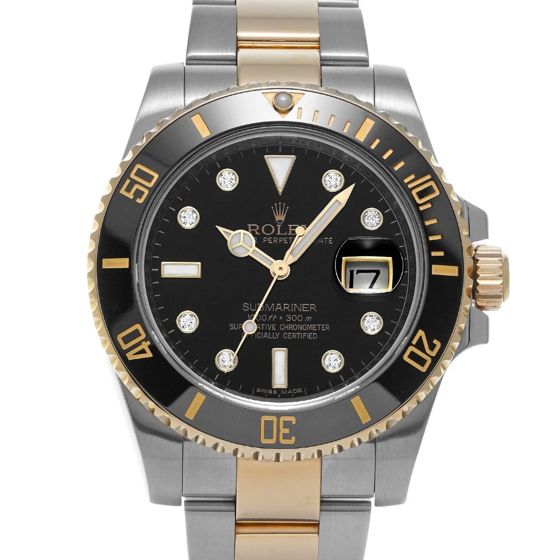 ROLEX SUBMARINER DATE BLACK DIAMOND WATCH: ROLEX Submariner date black diamond Watch Brand: ROLEX Type: Wristwatch Material: Band Material Stainless steel/Yellow Gold, Case Material Stainless steel/Yellow Gold Color: Dial Color black/diamond S