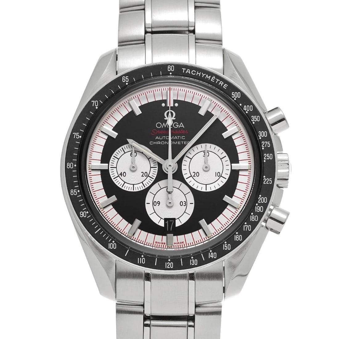 OMEGA SPEEDMASTER MICHAEL SCHUMACHER BLACK SILVER WATCH: OMEGA Speedmaster Michael Schumacher black Silver Watch Brand: OMEGA Type: Wristwatch Material: Band Material Stainless steel, Case Material Stainless steel Color: Dial Color black Size: ??Case? H/abo