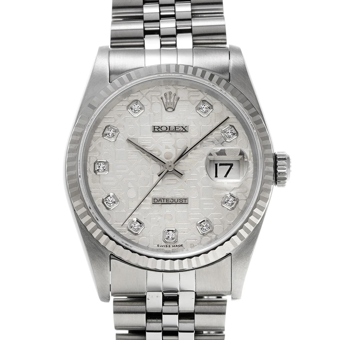 ROLEX DATEJUST SILVER COMPUTER DIAMOND WATCH (1 of 4)