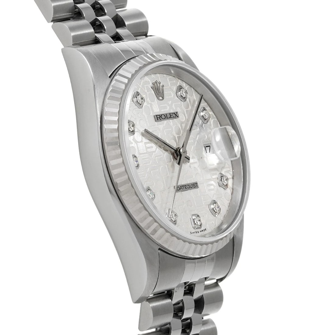 ROLEX DATEJUST SILVER COMPUTER DIAMOND WATCH - 3