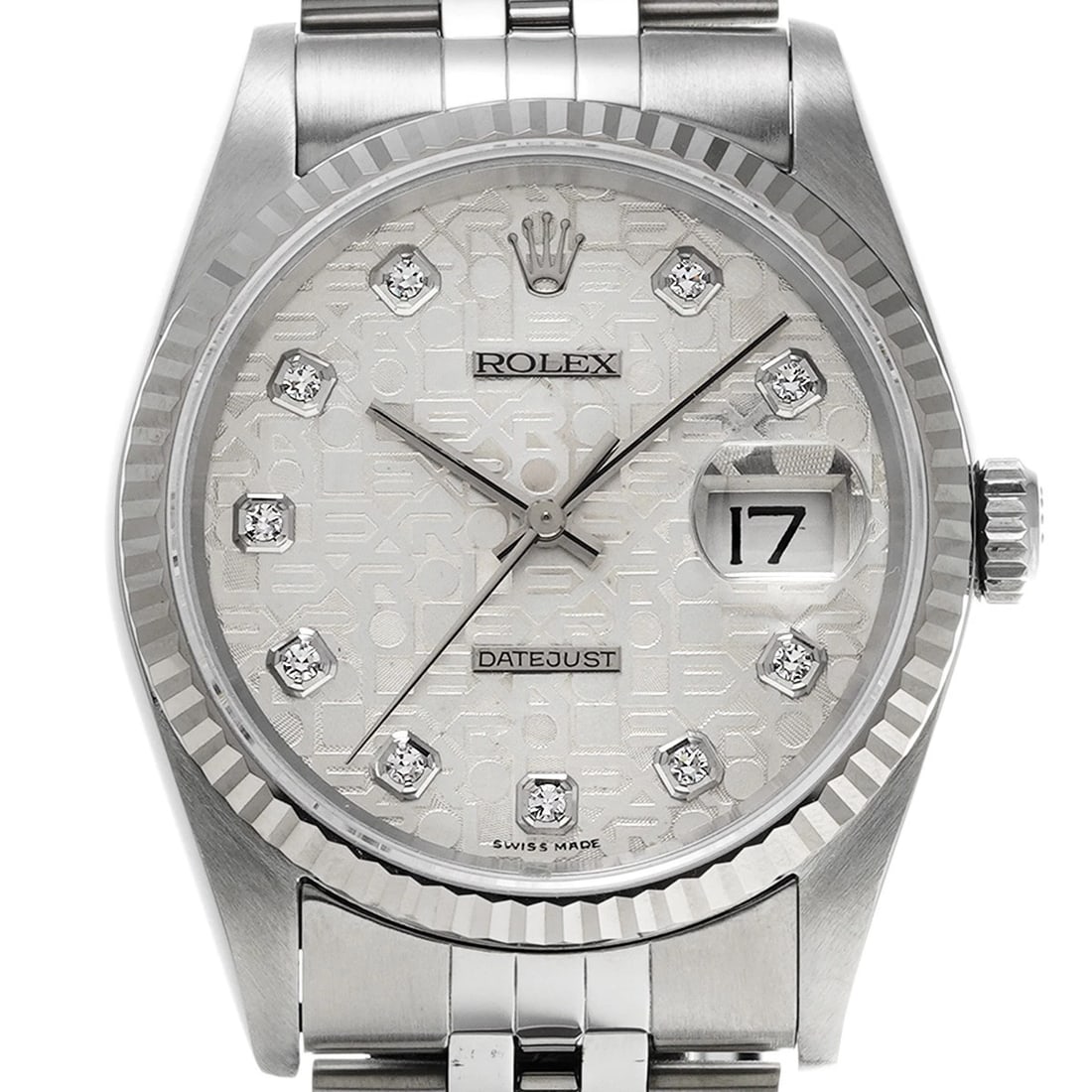 ROLEX DATEJUST SILVER COMPUTER DIAMOND WATCH - 4