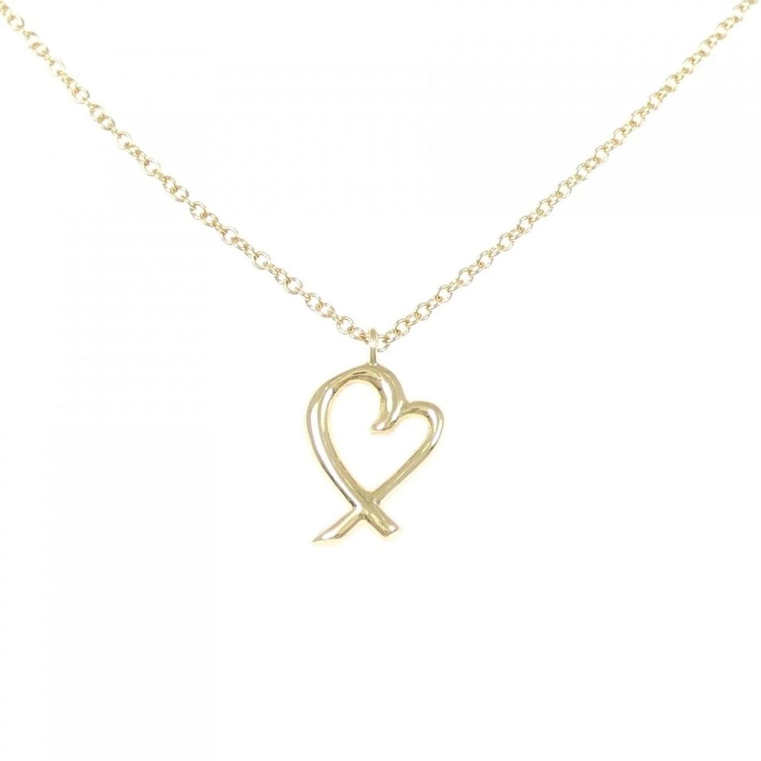 TIFFANY&CO. LOVING HEART NECKLACE: TIFFANY&Co. Loving Heart Necklace Brand: TIFFANY&Co. Type: Necklace Material: 750 yellow gold, Color: yellow gold Size: 41cm Actual Size Pendant length approx. x width approx.: 12.8mmx7.9mm Chain