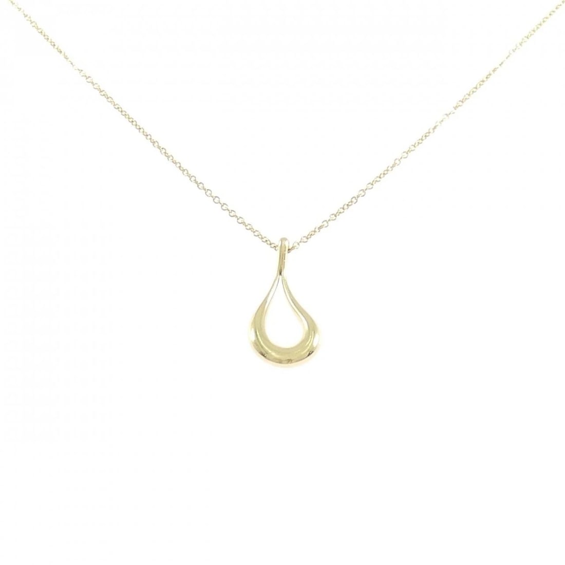 TIFFANY & CO. OPEN TEARDROP NECKLACE: TIFFANY & Co. Open Teardrop Necklace Brand: TIFFANY&Co. Type: Necklace Material: 750 yellow gold, Color: yellow gold Size: 46cm Actual Size Pendant length approx. x width approx.: 19.6mmx9.9mm Chain m