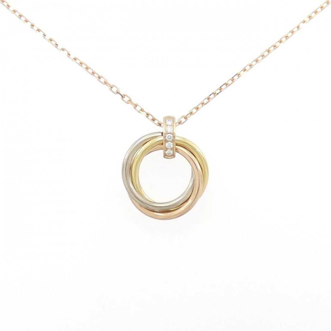 CARTIER TRINITY NECKLACE: Cartier Trinity Necklace Brand: CARTIER Type: Necklace Material: 750 Yellow Gold/750 White Gold/750 Pink Gold, Main Stone/Creation Natural Color: yellow gold Size: 41cm Actual Size Pendant length appr
