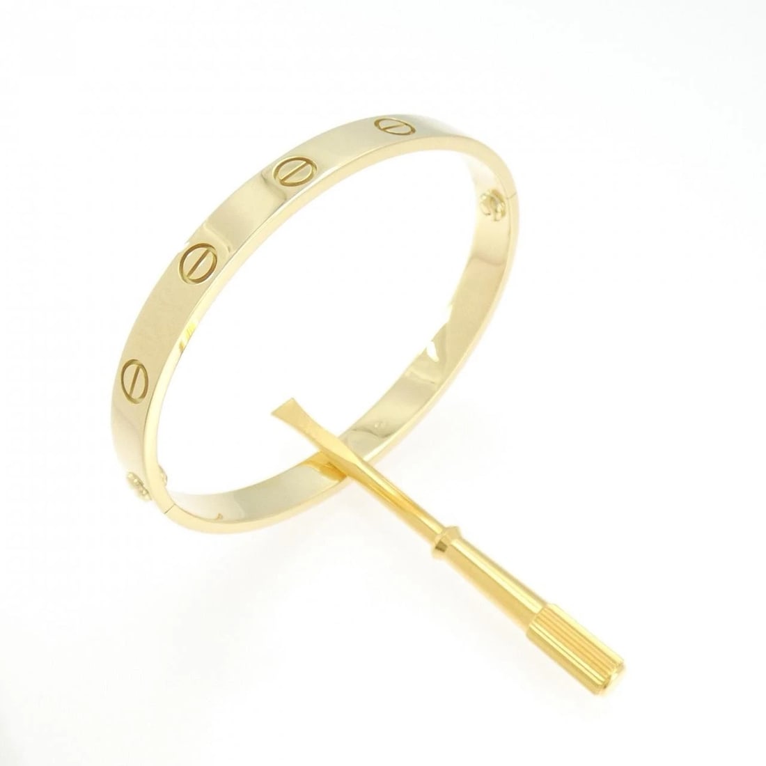 CARTIER LOVE BRACELET: Cartier Love Bracelet Brand: Cartier Type: Bracelet Material: 750 Yellow Gold, Color: Yellow Gold Size: 15.5cm(16) Actual Size Max W: 6.3mm Accessories: None Accessories Notice: When purchasing