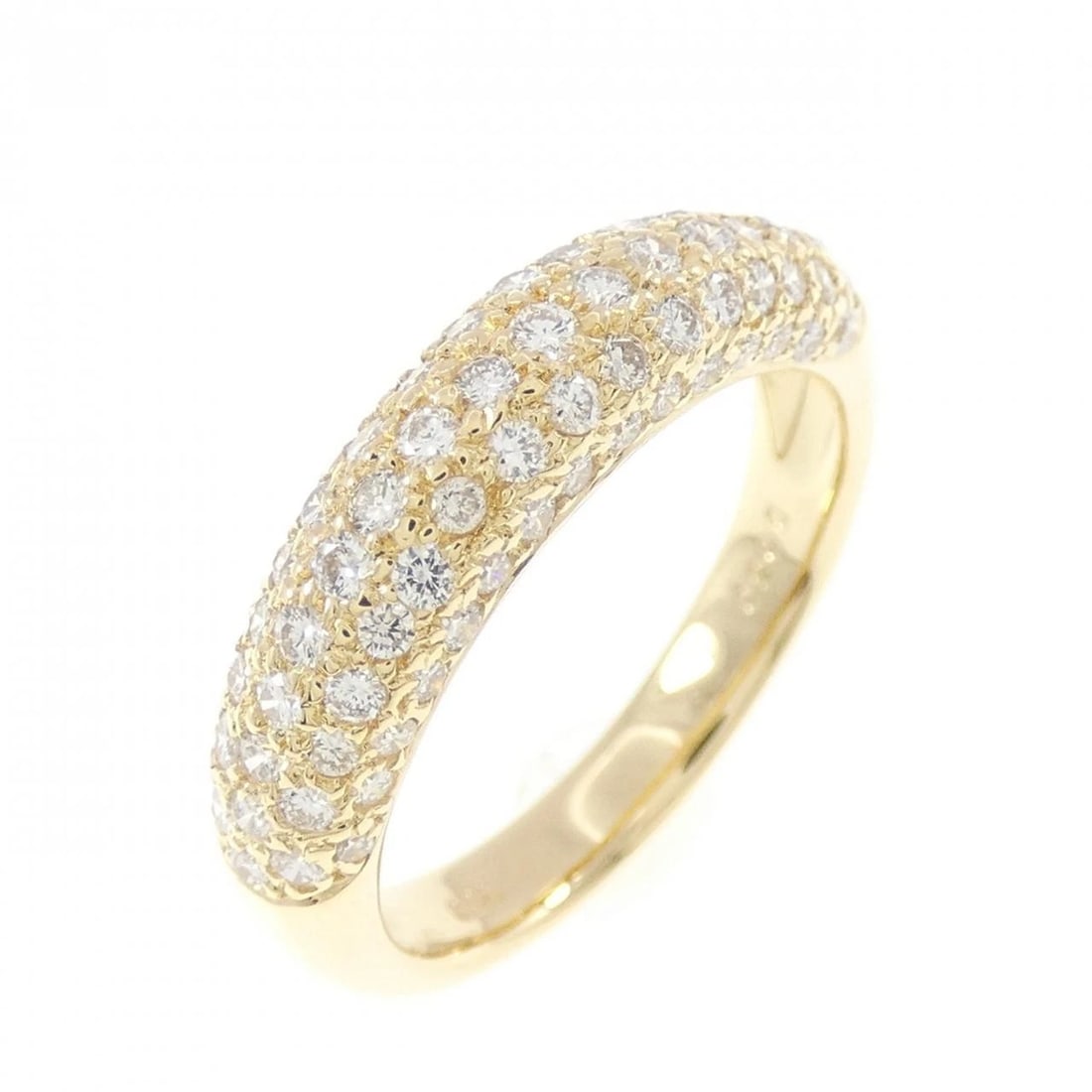 750YG PAVE DIAMOND RING: 750YG Pave Diamond Ring Brand: Unbranded Type: Diamond ring Material: 750 yellow gold, Main Stone/Creation Natural Color: Yellow Gold Size: US 5 3/4 Accessories: None Accessories Notice: When
