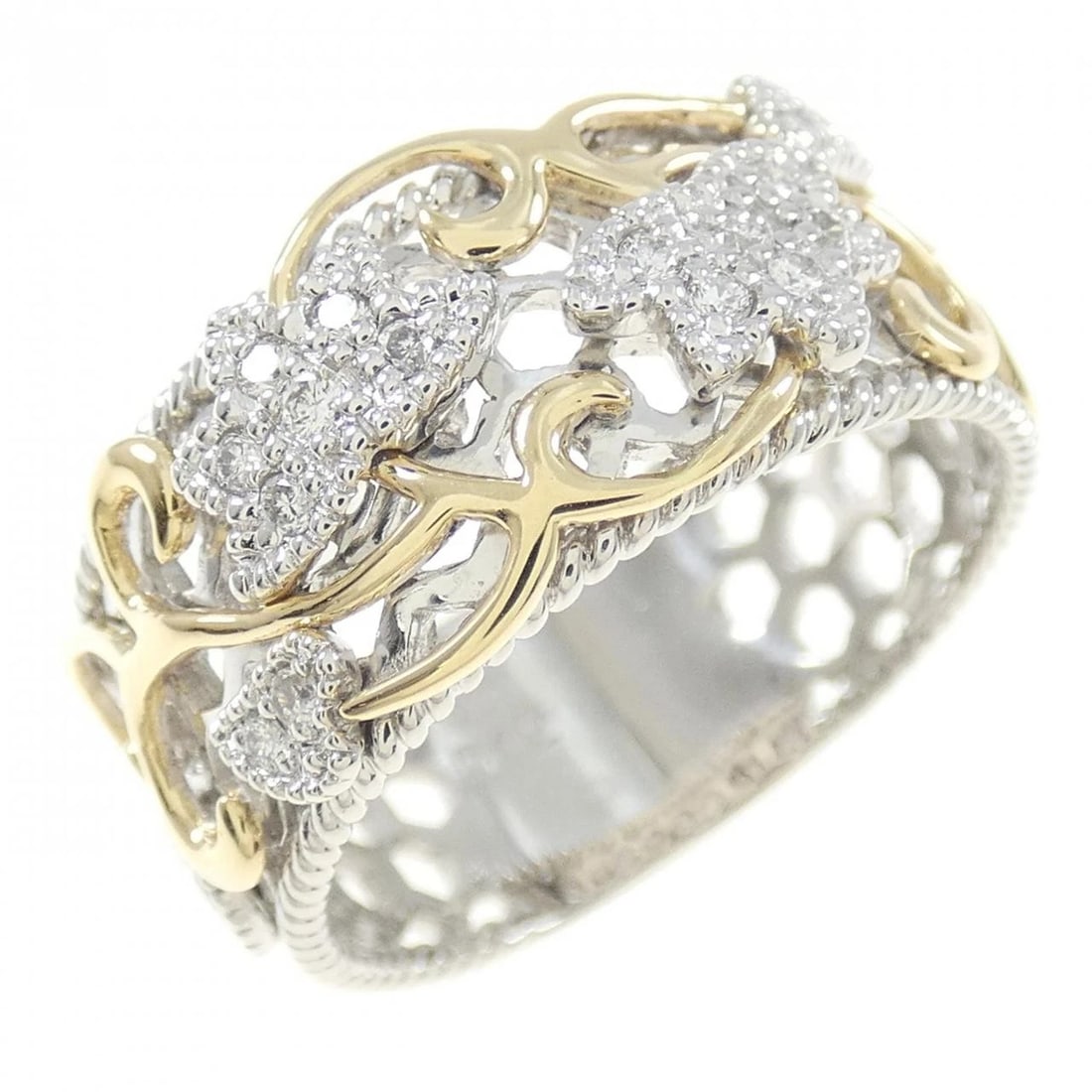 K18WG/K18YG DIAMOND RING: K18WG/K18YG Diamond Ring Brand: Unbranded Type: Diamond Ring Material: 18K Yellow Gold18k White Gold, Main Stone/Creation Natural Color: Yellow Gold White Gold Size: US 6 Accessories: None