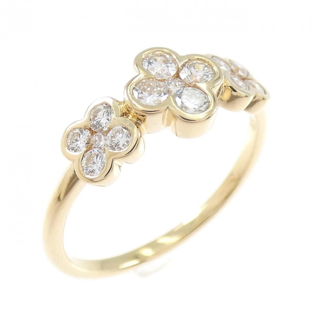 K18YG FLOWER DIAMOND RING: K18YG Flower Diamond Ring Brand: Unbranded Type: Diamond Ring Material: 18K Yellow Gold, Main Stone/Creation Natural Color: Yellow Gold Size: US 6 1/4 Accessories: None Accessories Notice: When