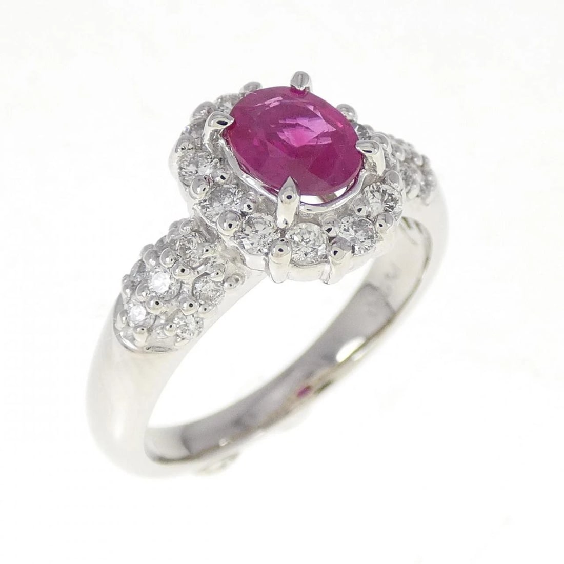 PT RUBY RING: PT Ruby Ring Brand: Unbranded Type: Ruby ring Material: Platinum, Main Stone/Creation RubySecondary Stone Diamond Color: Platinum Size: US 5 1/2 Accessories: None Accessories Notice: When purchasing