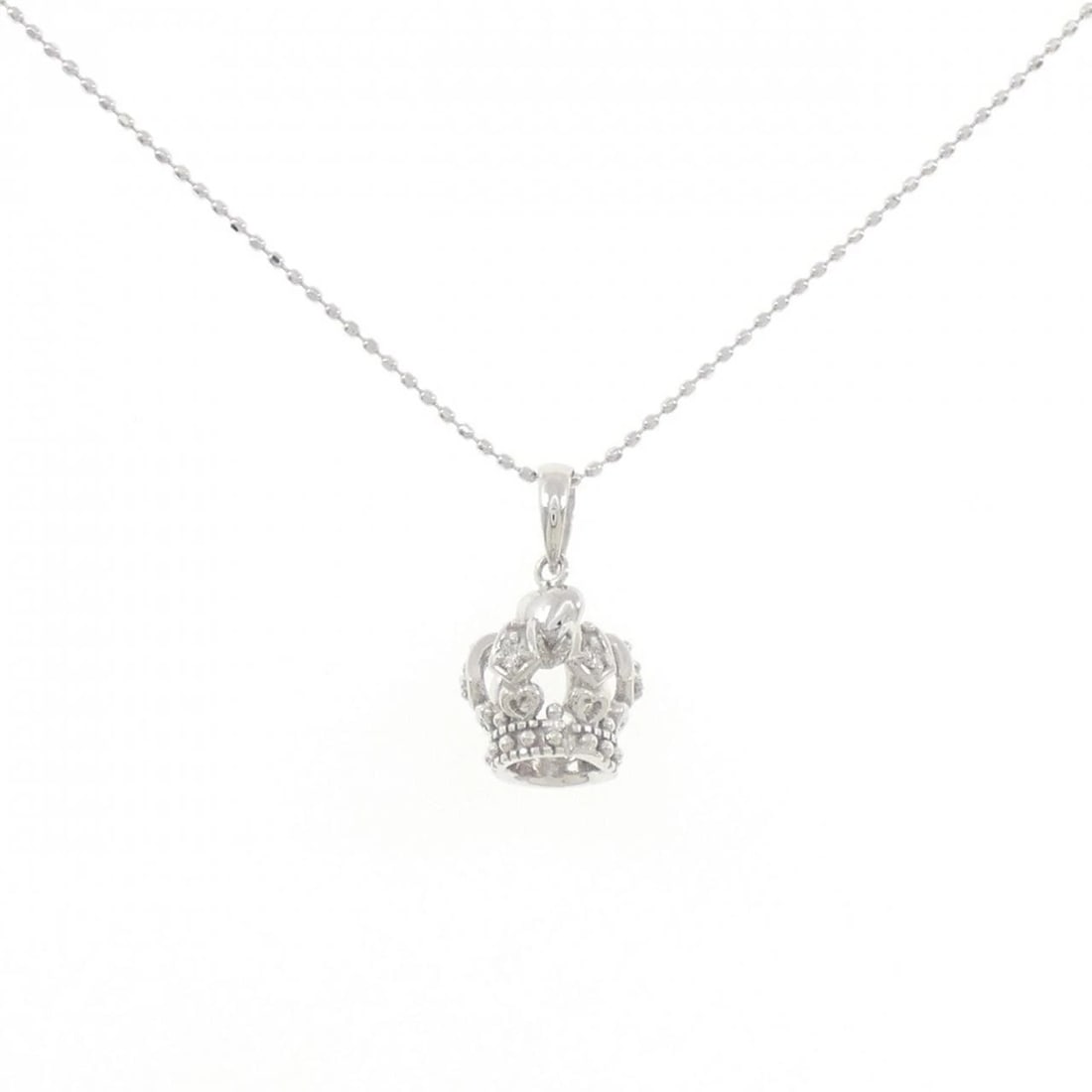 K18WG CROWN DIAMOND NECKLACE: K18WG Crown Diamond Necklace Brand: Unbranded Type: Diamond Necklace Material: 18k White Gold, Main Stone/Creation Natural Color: White Gold Size: Actual Size Pendant length approx. x width approx.: