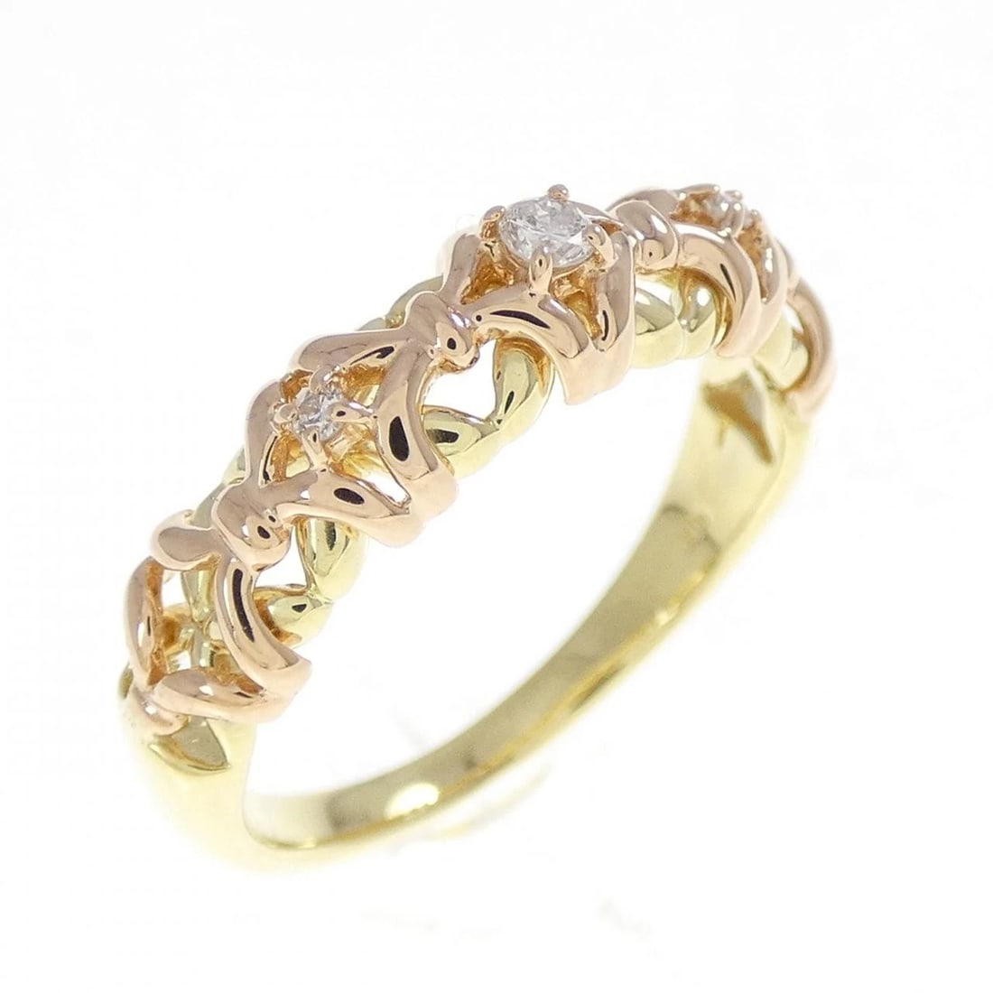 K18YG/K18PG DIAMOND RING: K18YG/K18PG Diamond Ring Brand: Unbranded Type: Diamond Ring Material: 18K Yellow Gold18k Pink Gold, Main Stone/Creation Natural Color: Pink Gold Yellow Gold Size: US 6 Accessories: None Accessories