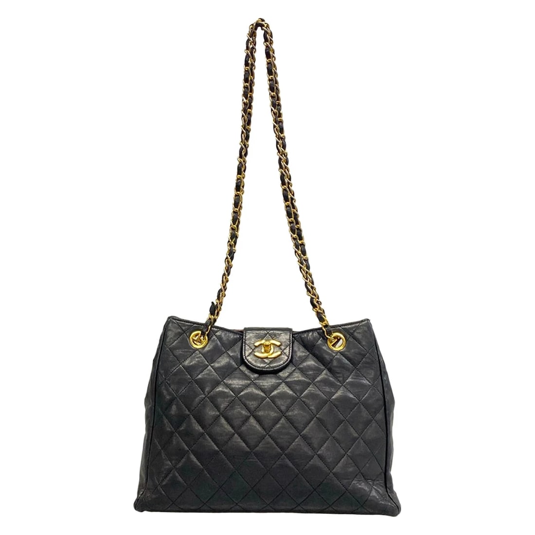 CHANEL MATELASSE - BLACK LAMBSKIN SHOULDER BAG: CHANEL Matelasse - Black Lambskin Shoulder Bag Brand: CHANEL Type: Shoulder Bag Material: Exterior Material Lambskin Color: Exterior Color Black Size: Height : 6.69 inch (17 cm) Width : 11.22 inch (28