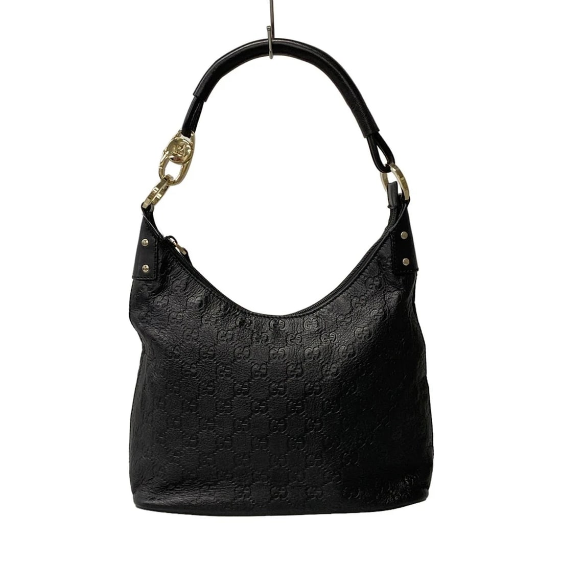 GUCCI SSIMA BLACK LEATHER SHOULDER BAG: GUCCI ssima Black Leather Shoulder Bag Brand: GUCCI Type: Shoulder Bag Material: Exterior Material Leather Color: Exterior Color Black Size: Height : 7.68 inch (19.5 cm) - 11.42 inch (29 cm) Width : 1