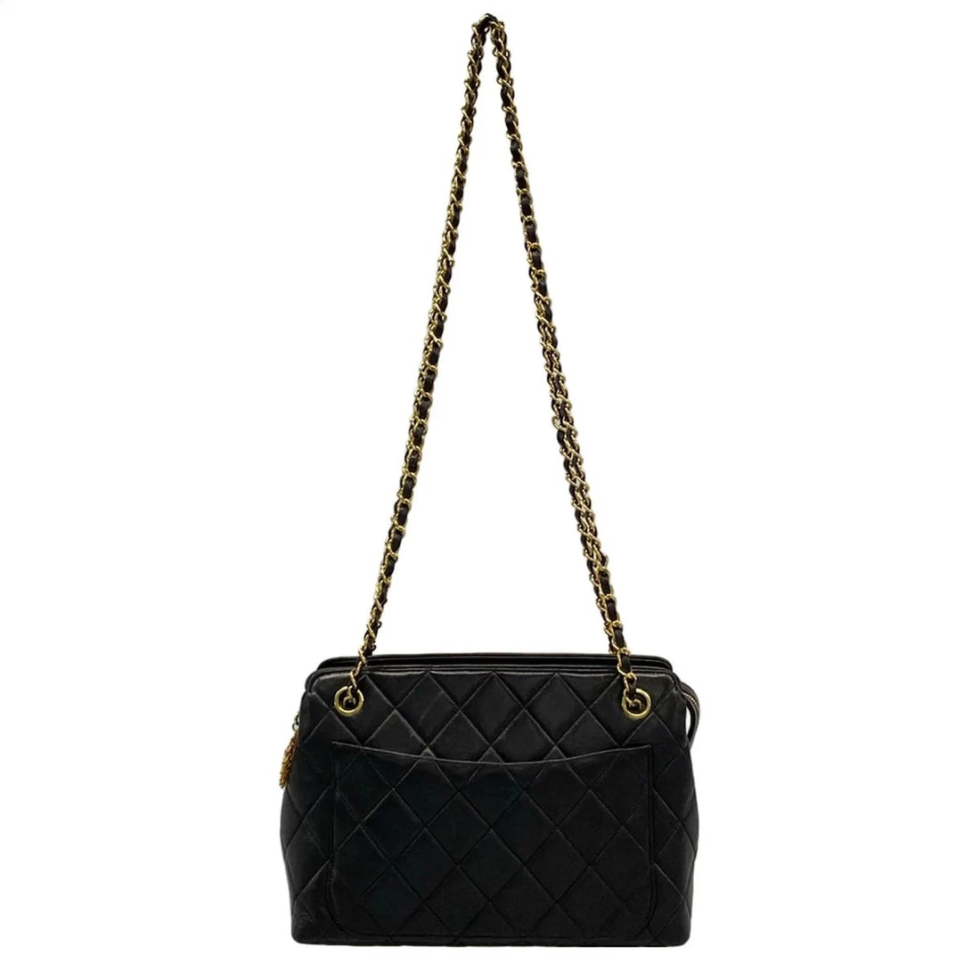 CHANEL MATELASSE - BLACK LAMBSKIN SHOULDER BAG: CHANEL Matelasse - Black Lambskin Shoulder Bag Brand: CHANEL Type: Shoulder Bag Material: Exterior Material Lambskin Color: Exterior Color Black Size: Height : 7.48 inch (19 cm) Width : 11.81 inch (30