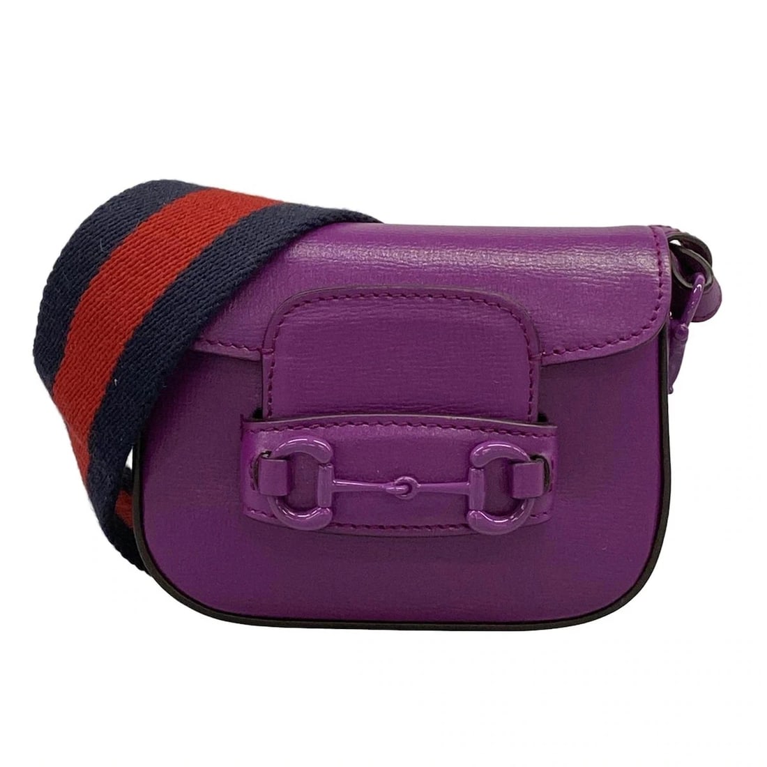 GUCCI HORSEBIT PURPLE LEATHER SHOULDER BAG: GUCCI Horsebit Purple Leather Shoulder Bag Brand: GUCCI Type: Shoulder Bag Material: Exterior Material Leather Color: Exterior Color Purple Size: Height : 3.54 inch (9 cm) Width : 4.72 inch (12 cm) De