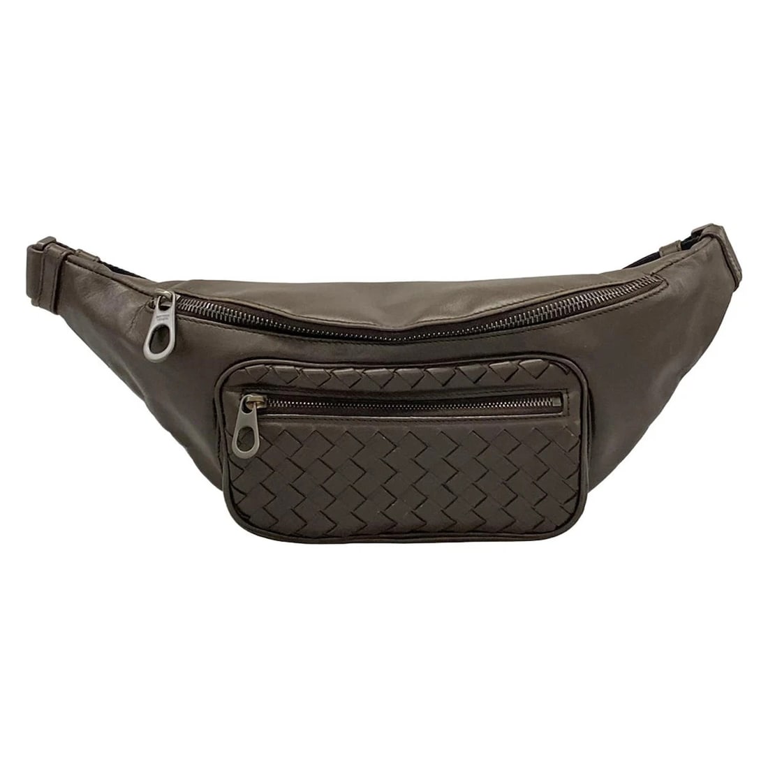 BOTTEGA VENETA INTRECCIATO DARK BROWN LEATHER BUM BAG (1 of 6)