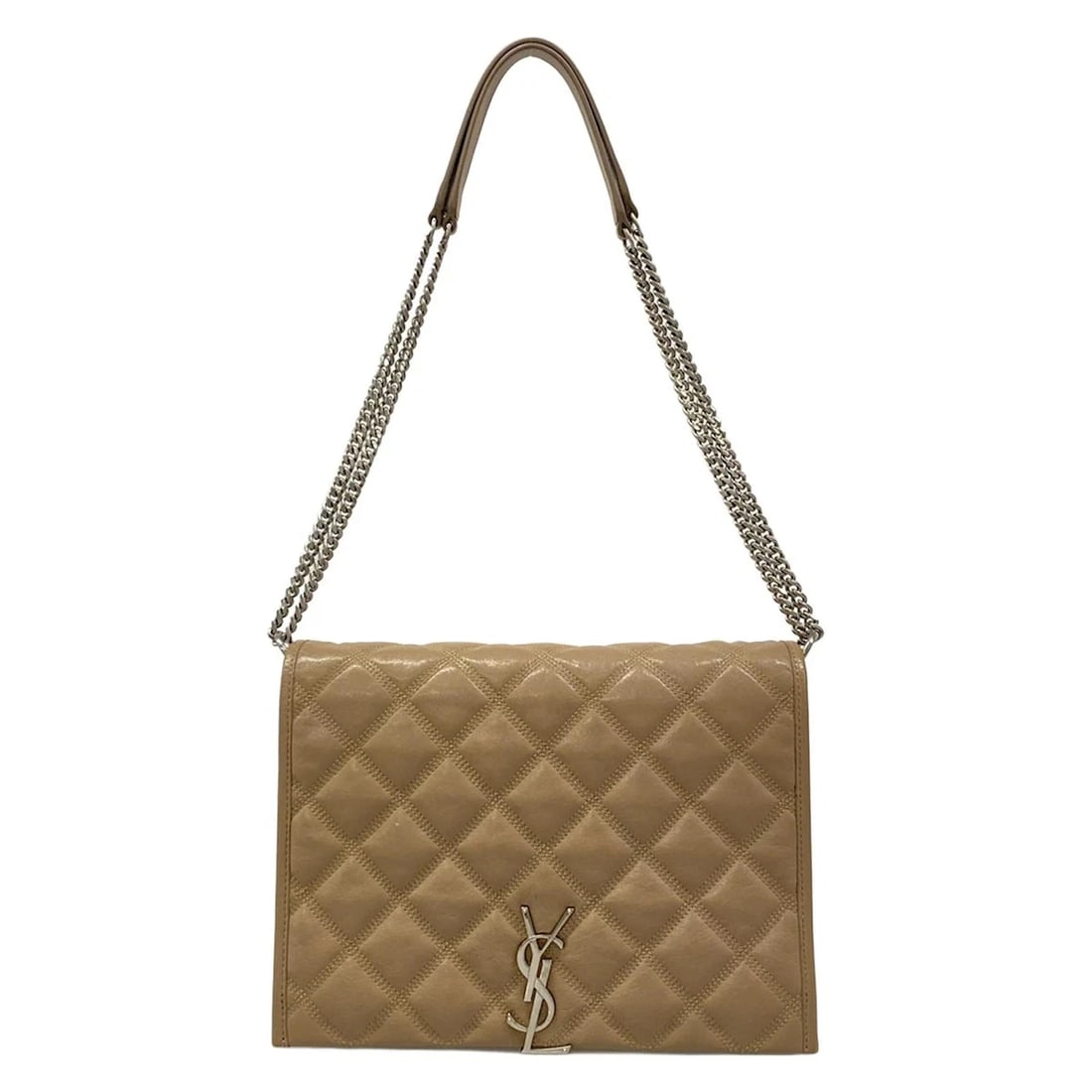 SAINT LAURENT BECKI BEIGE LEATHER SHOULDER BAG: SAINT LAURENT Becki Beige Leather Shoulder Bag Brand: SAINT LAURENT PARIS Type: Shoulder Bag Material: Exterior Material Leather Color: Exterior Color Beige Size: Height : 7.87 inch (20 cm) Width : 10